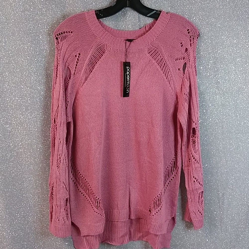 Pink distressed sweater!
